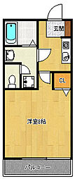 万呂ファースト 1Kの間取図画像