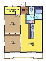 リバーサイドマンション 2LDKの間取図画像
