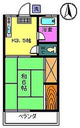第一光コーポ 2階1Kの間取り