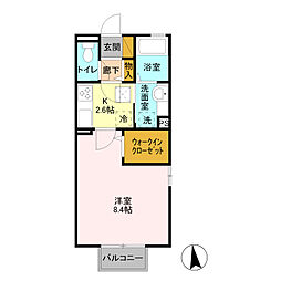 オプティマールB 1Kの間取図画像