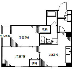 紀州ビル 2LDKの間取図画像