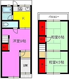 宮崎借家 1階3Kの間取り