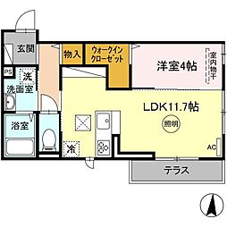 グランボナール 1LDKの間取図画像
