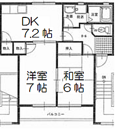 シルクヴェールフジ　Ｂ棟 2階2DKの間取り