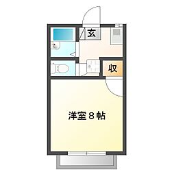 コーポドヒA 1Kの間取図画像