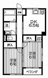 栗山マンション 2DKの間取図画像