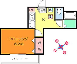 セピアコート 3階1Kの間取り
