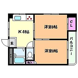 JR東海道・山陽本線 摩耶駅 徒歩5分の賃貸マンション 3階2Kの間取り