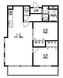 ランブラス宇治 2LDKの間取図画像