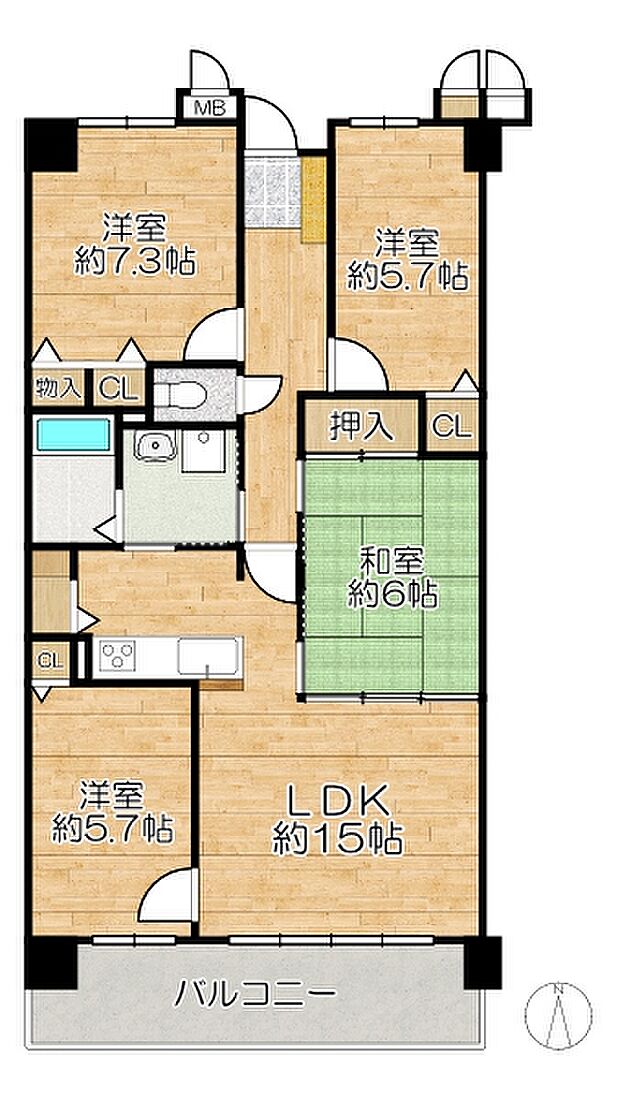 リブコートフェリスガーデン垂水(4LDK) 8階の間取り