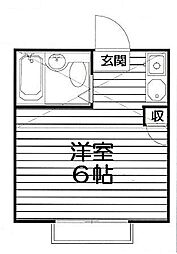 ペアパレス若宮 2階ワンルームの間取り