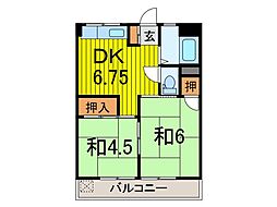 須賀ハイツ 2DKの間取図画像
