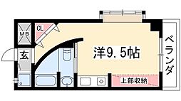 グランパス池見 4階ワンルームの間取り