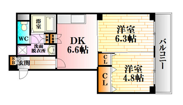 第一大内ビル 402｜広島県広島市安佐北区可部3丁目(賃貸マンション2DK・4階・42.10㎡)の写真 その2
