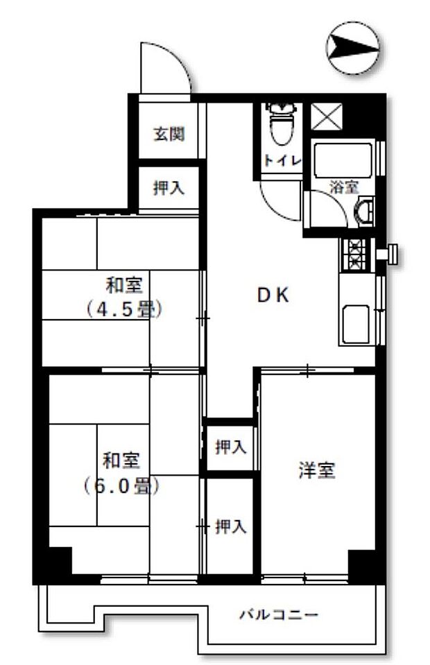 シュロス錦糸町(3DK) 3階の間取り