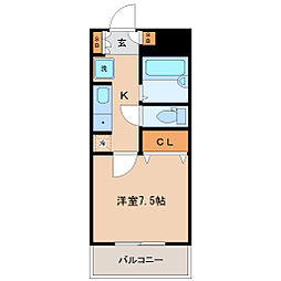 アクティブパレス旭ヶ丘 1Kの間取図画像