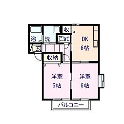 アムール・ヒロ 2DKの間取図画像