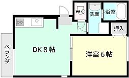 コープami 1階1DKの間取り