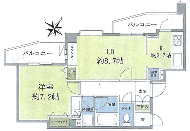 グラーサ向島隅田公園(1LDK) 2階/2階の間取り