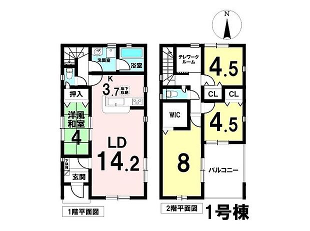 2階にはテレワークルームがあります。LDKから続き間の和室は、お子様の遊び場やお昼寝の場所としても♪