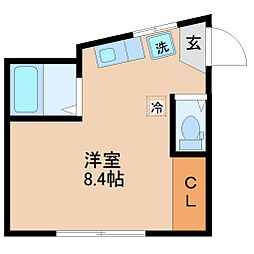 長屋アパートメントHACHI 2階ワンルームの間取り