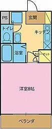 ステラプレイス 3階1Kの間取り