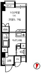 豊島ヶ岡K-house 1階1Kの間取り