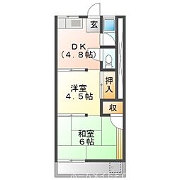 泉ハイツ 2階2DKの間取り