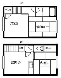札幌市営東豊線 福住駅 バス7分 西岡3-8下車 徒歩3分の賃貸アパート 2階3LDKの間取り
