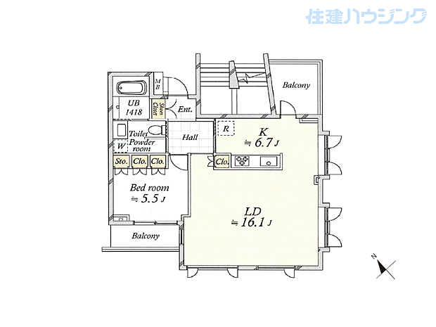 東京メトロ銀座線 表参道駅まで 徒歩9分(1LDK) 5階の間取り