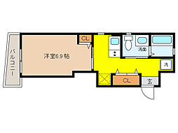 Pledge Court(プレッジ コート) 4階1Kの間取り