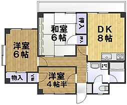 KDハイツ 3DKの間取図画像