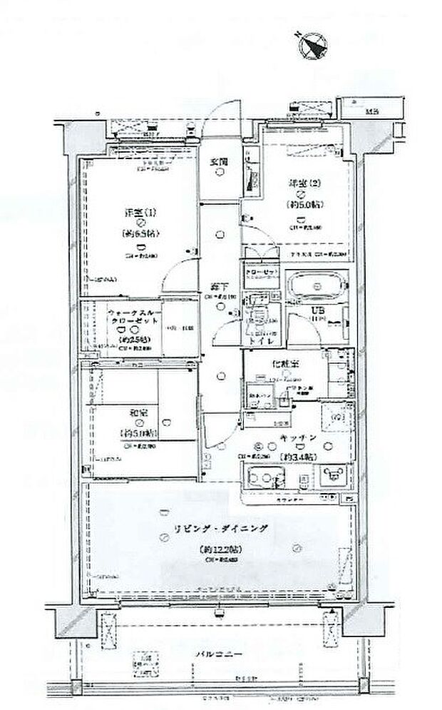 ダイアパレス大宮宮原(3LDK) 4階の間取り