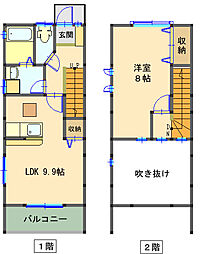 パルティールD 1LDKの間取図画像