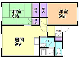 コーポささき 2LDKの間取図画像