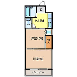 メゾンドール館町 4階2Kの間取り