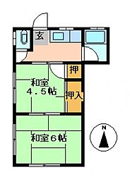 誠和荘 2階2Kの間取り