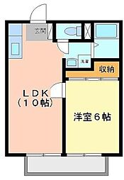 JR山陽本線 東福山駅 徒歩15分の賃貸アパート 2階1LDKの間取り