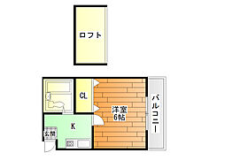 Reflet藤井寺 1階1Kの間取り