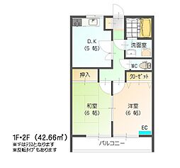 ハイツWEAL　２ 2階2DKの間取り