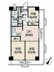 グレイス蒔田公園 6階3DKの間取り