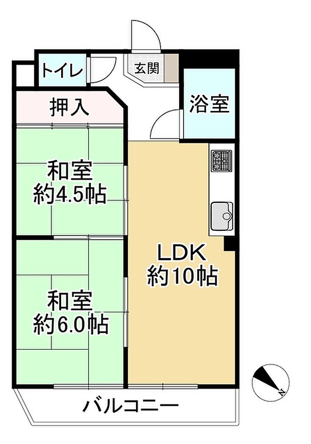 サンマンション新大阪(2LDK) 7階の間取り