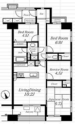 アクシア浅草 8階3SLDKの間取り