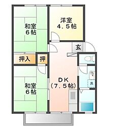 JR山陽本線 東福山駅 徒歩27分の賃貸アパート 2階3DKの間取り