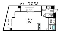 ルミエール幟 7階ワンルームの間取り