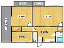広島電鉄宮島線 古江駅 徒歩7分の賃貸マンション 4階3Kの間取り