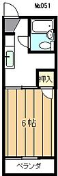 マインハオスB 1Kの間取図画像