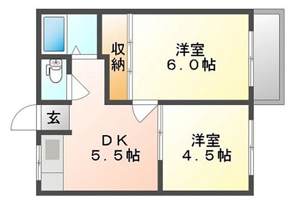 岡山県岡山市南区浜野2丁目(賃貸アパート2DK・2階・34.78㎡)の写真 その2