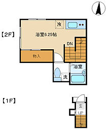 サニーハウス 2階ワンルームの間取り
