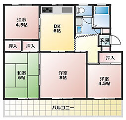 ひよどり台5団地26号棟 4DKの間取図画像